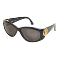 Fendi Oval Sunglasses Black Gold Acetate Plated Eyewear