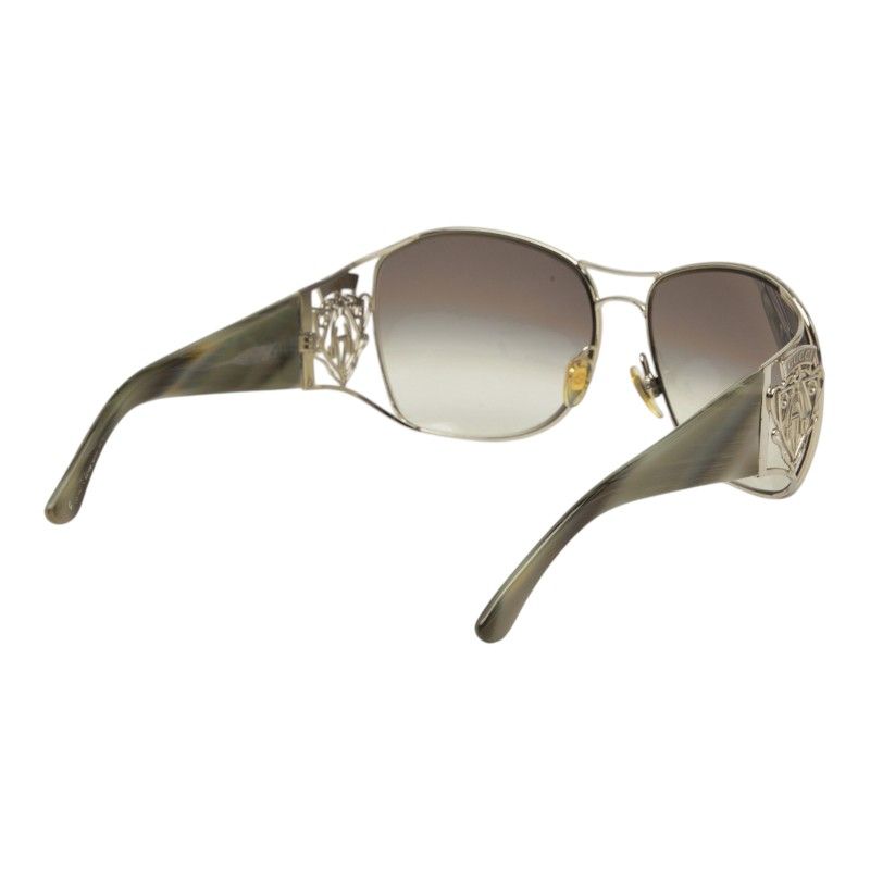 Gucci Crest Design Sunglasses S Brown Gold Acetate Metal Eyewear — view 3