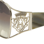 Gucci Crest Design Sunglasses S Brown Gold Acetate Metal Eyewear — view 4