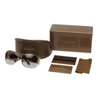 Gucci Crest Design Sunglasses S Brown Gold Acetate Metal Eyewear — view 7