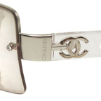 Chanel CC Logo Rimless Sunglasses Eyewear Brown Clear Silver Acetate Metal — view 4