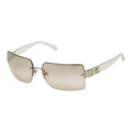Chanel CC Logo Rimless Sunglasses Eyewear Brown Clear Silver Acetate Metal