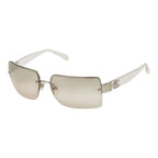 Chanel CC Logo Rimless Sunglasses Eyewear Brown Clear Silver Acetate Metal