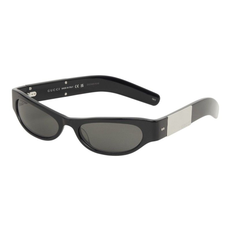 Gucci Sunglasses Black Silver Acetate Metal Eyewear