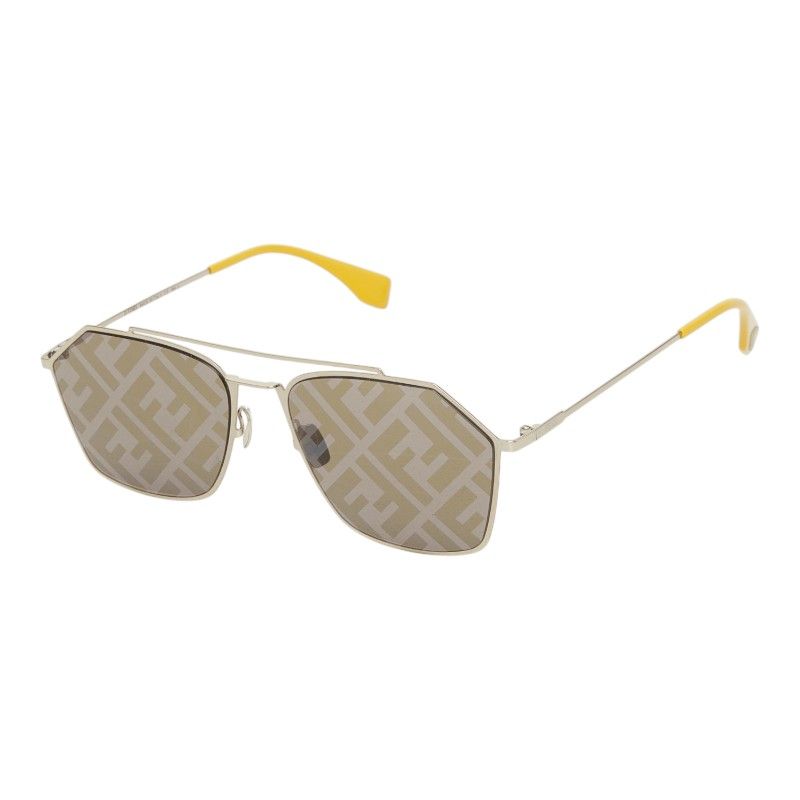 Fendi Zucca Sunglasses S Brown Yellow Gold Acetate Plated Eyewear