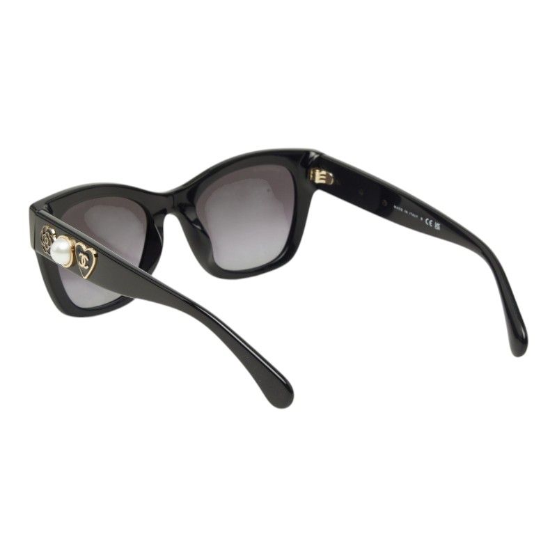Chanel CC Logo Sunglasses Black Acetate Faux Pearl Eyewear — view 2