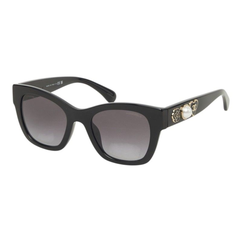 Chanel CC Logo Sunglasses Black Acetate Faux Pearl Eyewear