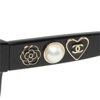 Chanel CC Logo Sunglasses Black Acetate Faux Pearl Eyewear — view 4