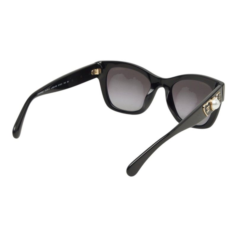 Chanel CC Logo Sunglasses Black Acetate Faux Pearl Eyewear — view 3