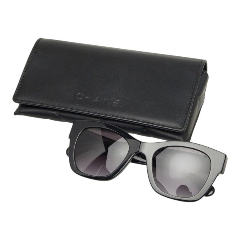 Chanel CC Logo Sunglasses Black Acetate Faux Pearl Eyewear — view 7