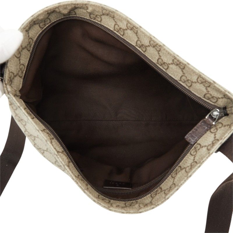Gucci GG Supreme Crossbody Shoulder Bag Brown Beige Leather — view 6