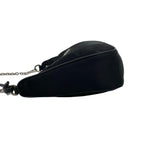 Prada Triangle Logo Tessuto Pocono Nylon Saffiano Leather Chain Shoulder Bag — view 5