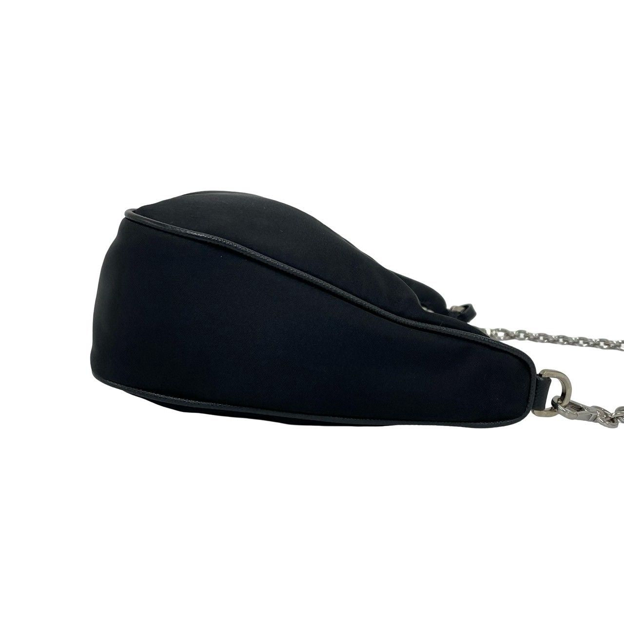 Prada Triangle Logo Tessuto Pocono Nylon Saffiano Leather Chain Shoulder Bag — view 6