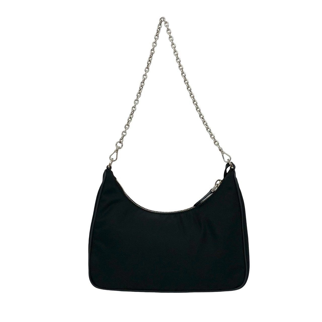 Prada Triangle Logo Tessuto Pocono Nylon Saffiano Leather Chain Shoulder Bag — view 3