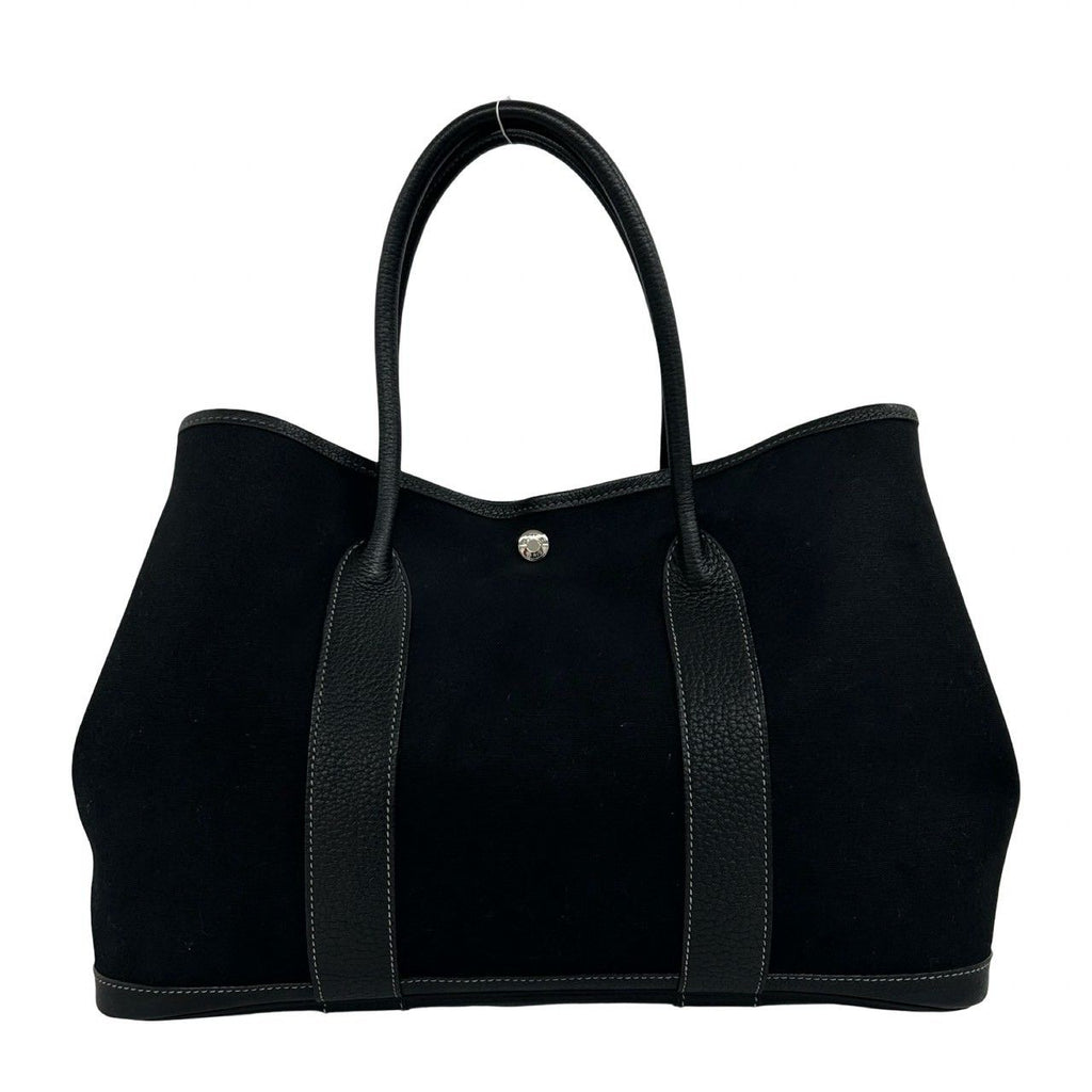 Hermes Garden Party PM Negonda Toile Officier Leather Tote Bag Black — view 3