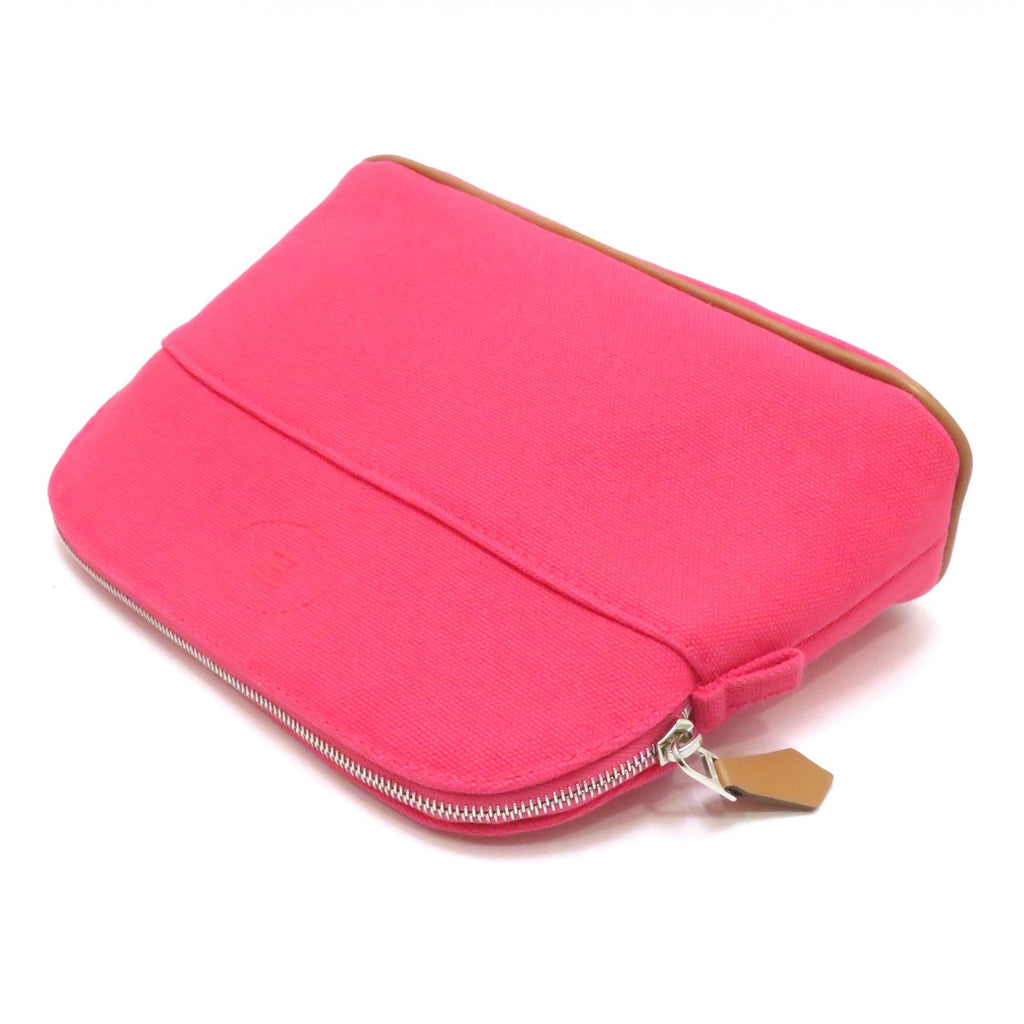 Hermes Bolide Pouch Mini Hibiscus Silver 06 Canvas — view 3
