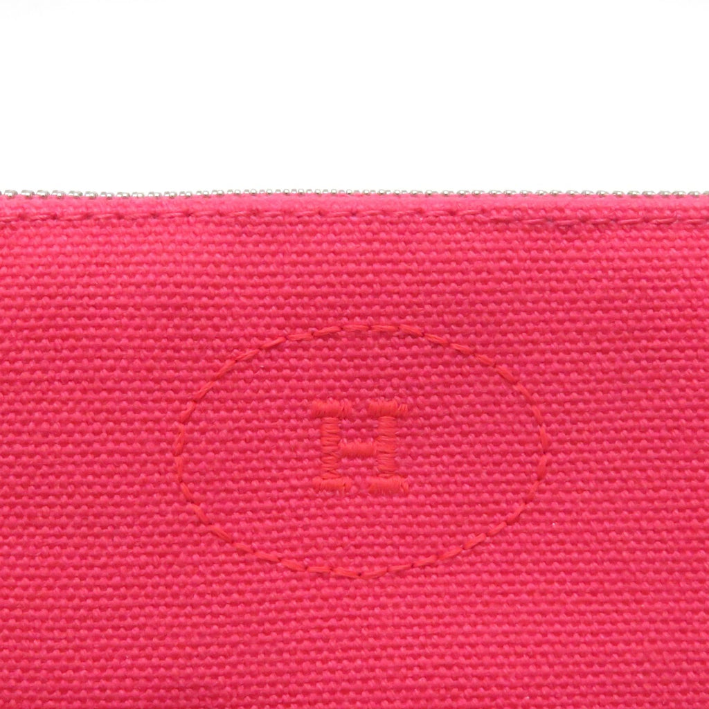 Hermes Bolide Pouch Mini Hibiscus Silver 06 Canvas — view 8