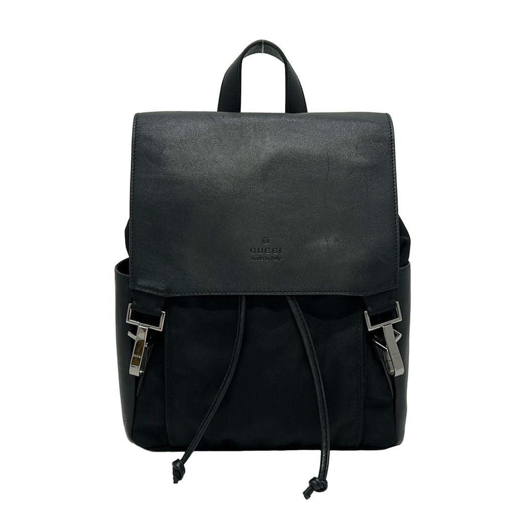 Gucci Backpack Black Drawstring Leather