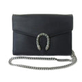 Gucci Dionysus Tiger Head Chain Wallet Shoulder Bag Leather Black