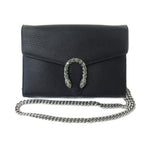 Gucci Dionysus Tiger Head Chain Wallet Shoulder Bag Leather Black