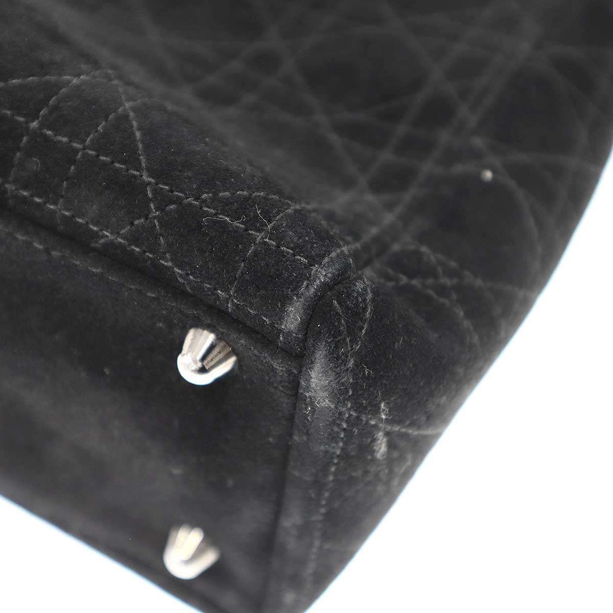 Dior Lady Cannage Suede Handbag Black — view 7