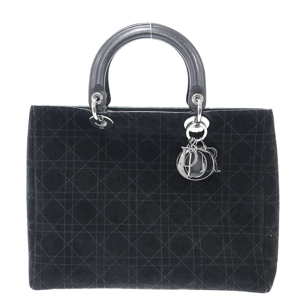 Dior Lady Cannage Suede Handbag Black