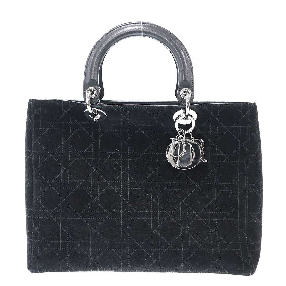 Dior Lady Cannage Suede Handbag Black
