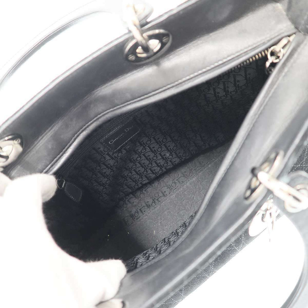 Dior Lady Cannage Suede Handbag Black — view 6