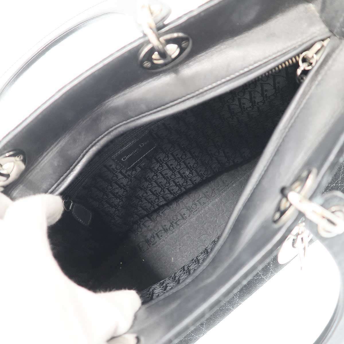 Dior Lady Cannage Suede Handbag Black — view 6