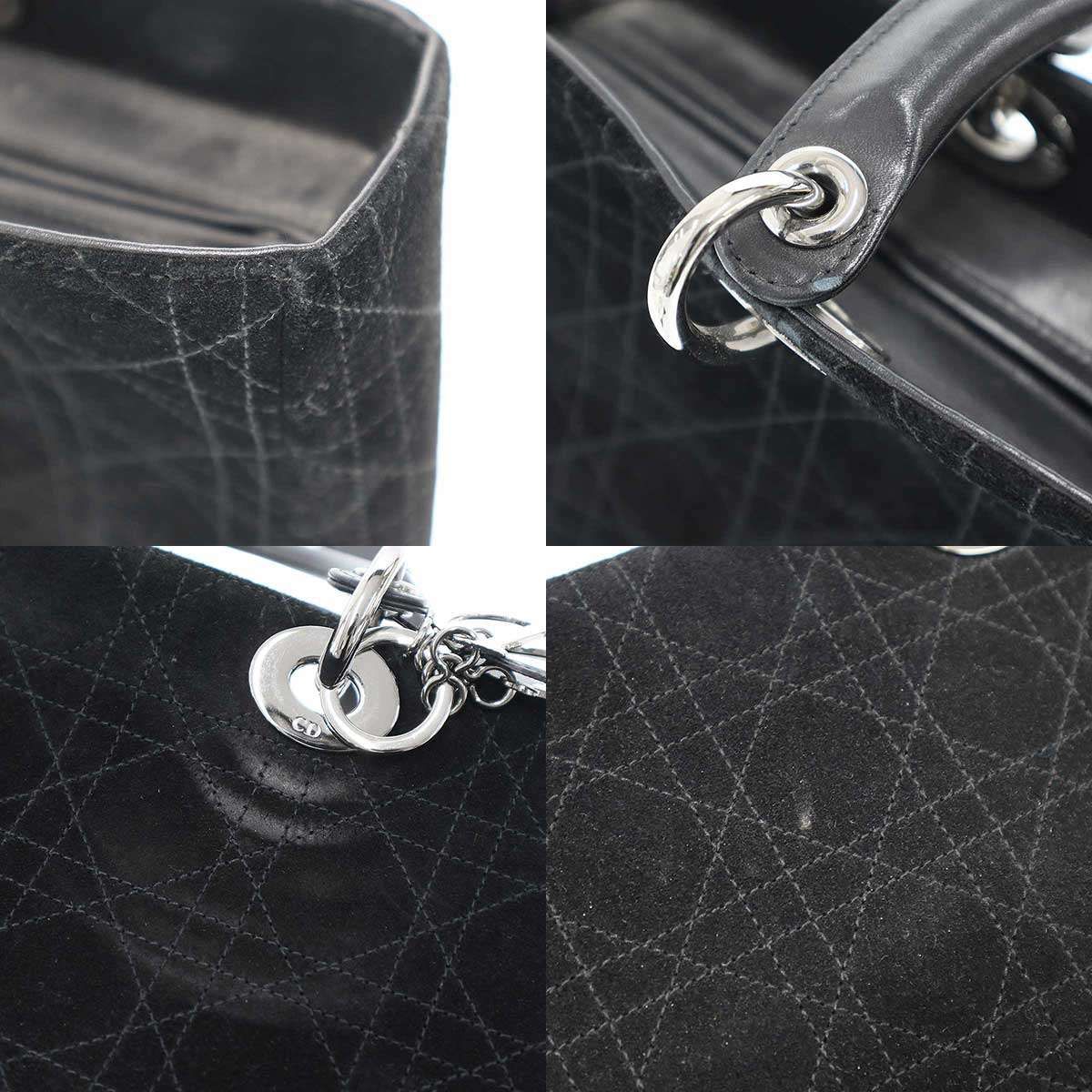 Dior Lady Cannage Suede Handbag Black — view 8