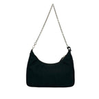 Prada Triangle Logo Tessuto Pocono Nylon Saffiano Leather Chain 2-Way Shoulder — view 3