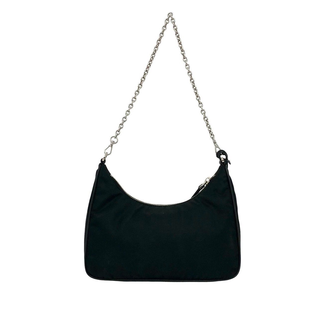 Prada Triangle Logo Tessuto Pocono Nylon Saffiano Leather Chain 2-Way Shoulder — view 3