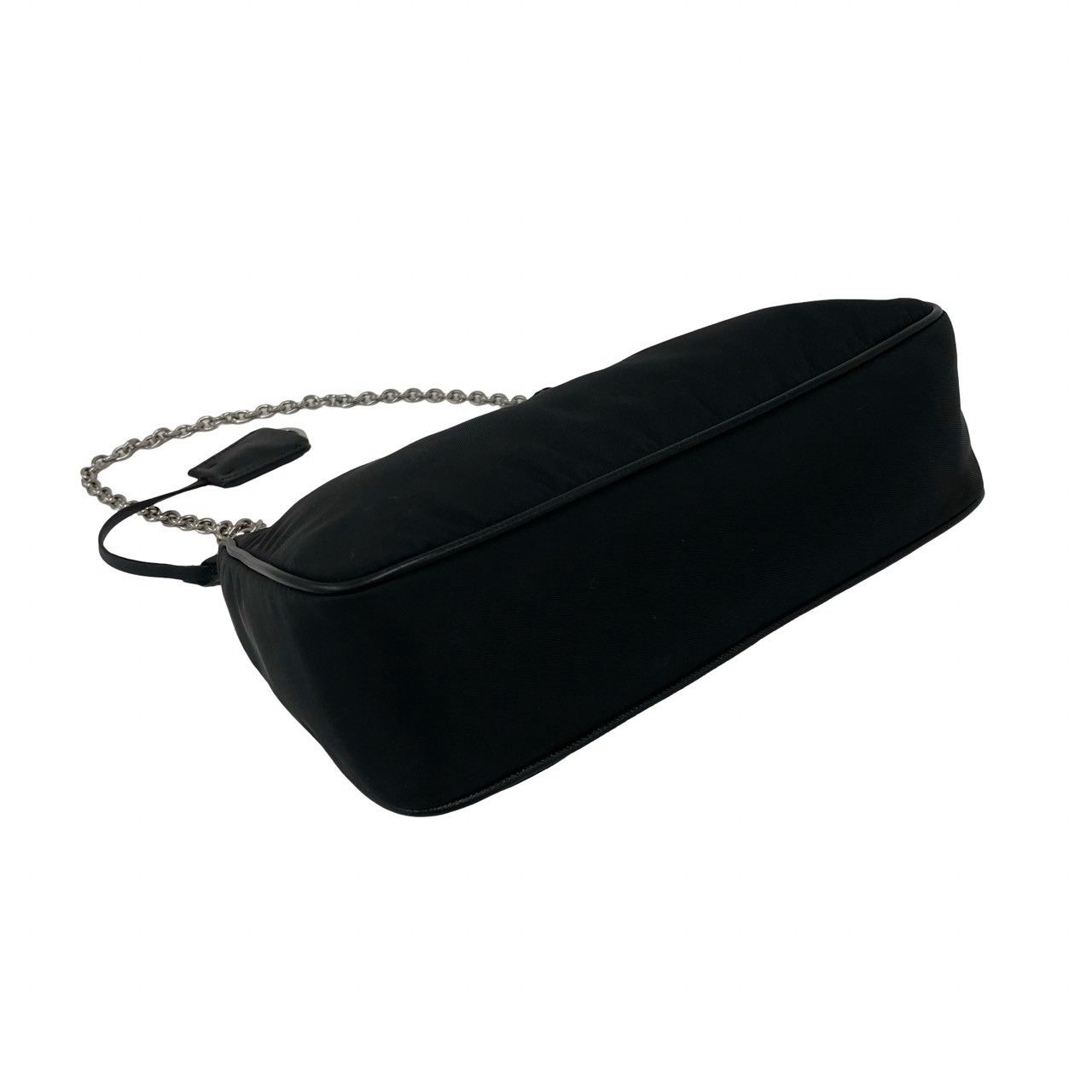Prada Triangle Logo Tessuto Pocono Nylon Saffiano Leather Chain 2-Way Shoulder — view 7