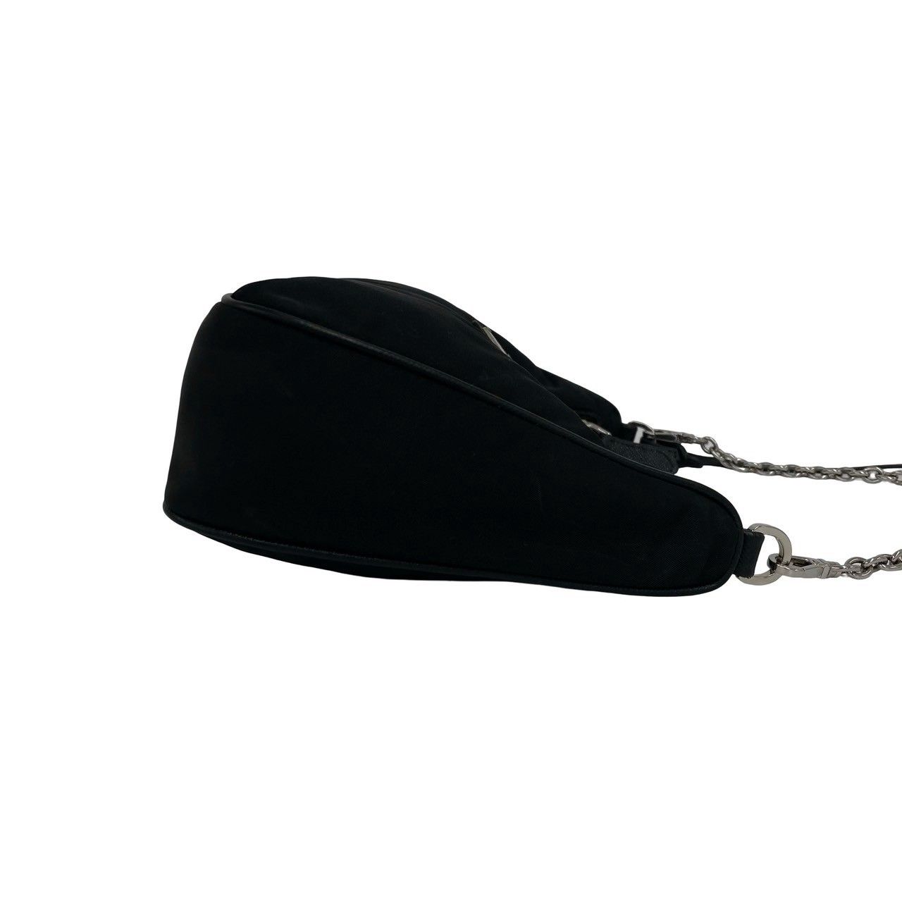 Prada Triangle Logo Tessuto Pocono Nylon Saffiano Leather Chain 2-Way Shoulder — view 6