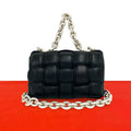 Bottega Veneta Padded Cassette Chain Leather Shoulder Bag Pochette Black