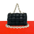 Bottega Veneta Padded Cassette Chain Leather Shoulder Bag Pochette Black