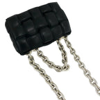 Bottega Veneta Padded Cassette Chain Leather Shoulder Bag Pochette Black — view 4