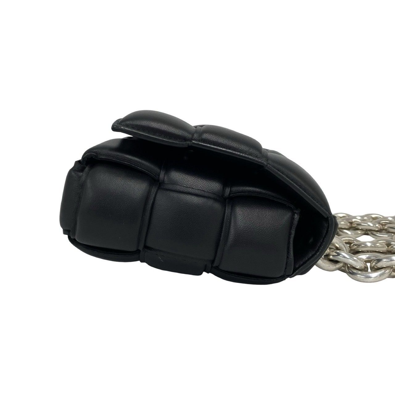 Bottega Veneta Padded Cassette Chain Leather Shoulder Bag Pochette Black — view 6