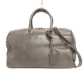 Saint Laurent Paris Classic Duffle 12 Boston Bag Shoulder 2-Way Leather Gray