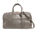 Saint Laurent Paris Classic Duffle 12 Boston Bag Shoulder 2-Way Leather Gray