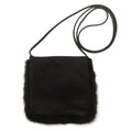 Prada Shoulder Bag Fur Crossbody Satin Black