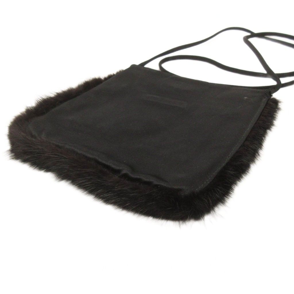 Prada Shoulder Bag Fur Crossbody Satin Black — view 4