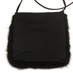 Prada Shoulder Bag Fur Crossbody Satin Black — view 3