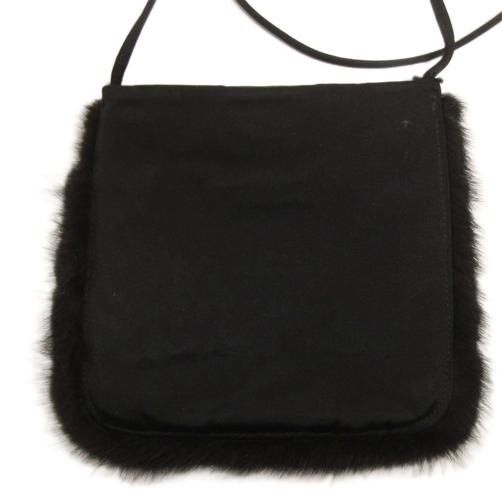 Prada Shoulder Bag Fur Crossbody Satin Black — view 3