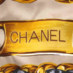 Chanel Large Scarf Shawl CC Logo Chain All Over Print Beige Yellow Black — view 6