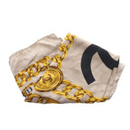 Chanel Large Scarf Shawl CC Logo Chain All Over Print Beige Yellow Black — view 4