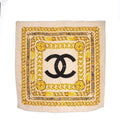 Chanel Large Scarf Shawl CC Logo Chain All Over Print Beige Yellow Black