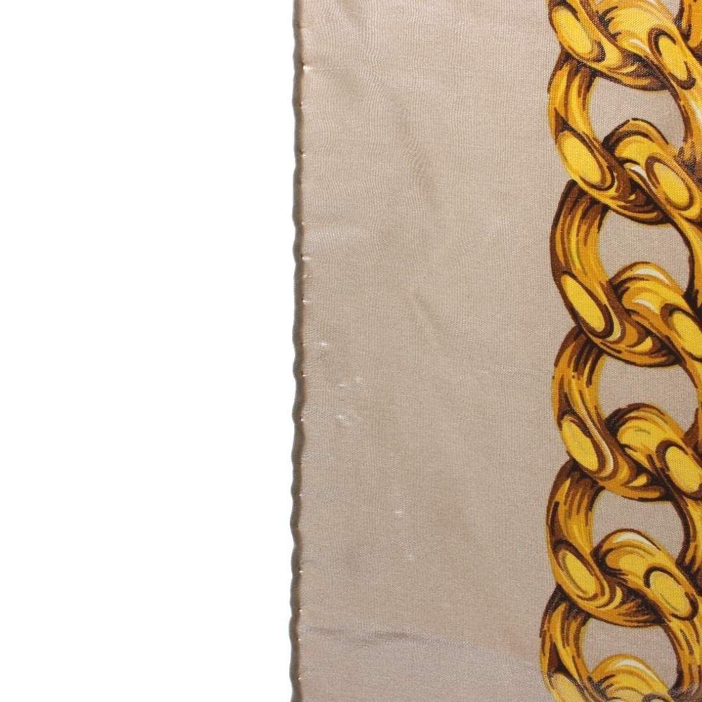 Chanel Large Scarf Shawl CC Logo Chain All Over Print Beige Yellow Black — view 8