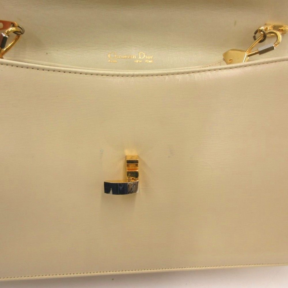 Dior Shoulder Bag Leather Logo Closure Coin Purse Included Ecru — view 7
