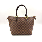 Louis Vuitton Saleya PM Damier Ebene Leather Brown Tote Bag Gold